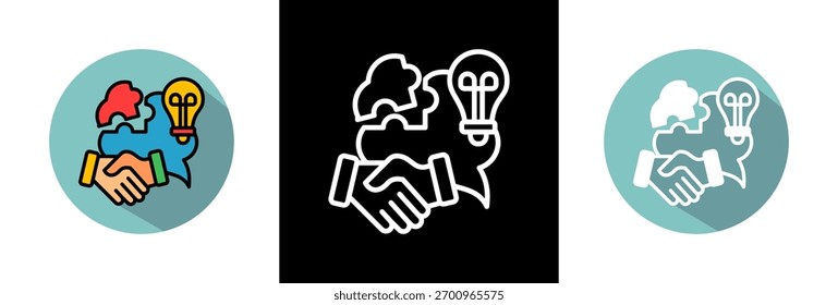 Ilustración vectorial de estilo triple de Cooperation Icon