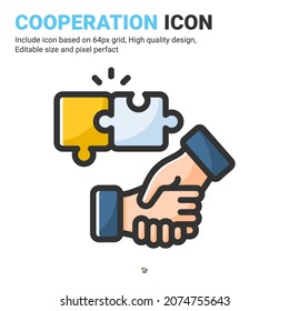 Cooperation icon vector with outline color style isolated on white background. Vector illustration partnership sign symbol icon concept for business, finance, industry, company, apps, web and project