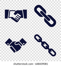Cooperation icons set. set of 4 cooperation filled icons such as chain