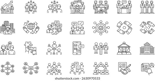 Cooperation Line Editable Icons set