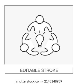 Cooperation line icon. Brainstorm. Create ideas and strategies.Teamwork. Team concept. Isolated vector illustration. Editable stroke