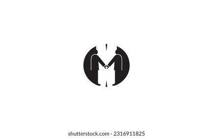 Cooperation logo design black simple flat icon on white background