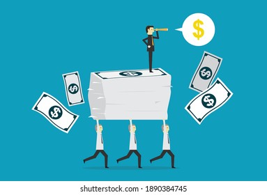 Cooperation in money making channels, Vector illustration in flat style