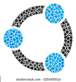 Cooperation mosaic of dots in various sizes and color hues. Dots are grouped into cooperation vector composition. Vector illustration.
