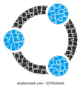 Cooperation mosaic icon of squares and circle particles in variable sizes. Vector items are combined into cooperation collage design concept.