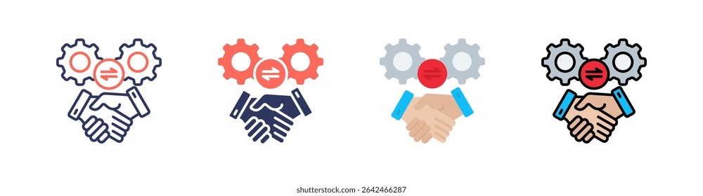 Cooperation Multi Style Icon Set Vector
