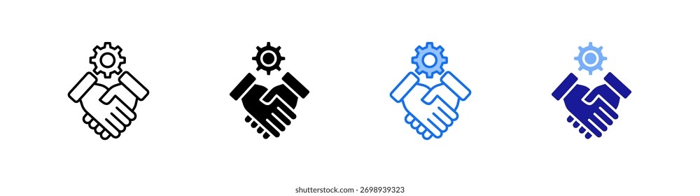 Cooperation Multiple Style Icon Set Vector