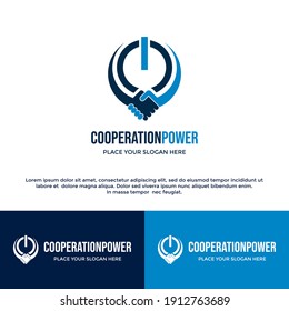 Cooperation or negotiation power vector logo template. This design use hand shake symbol. Suitable for business.
