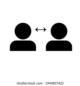 Cooperation outline vector icon. Social distance sign. Collaboration and staff cooperation concept. Flat simple line design illustration.