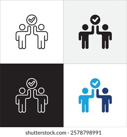 Cooperation participation icon set. Icons that have meaning of participation, relation, community, management, partner, social, interaction, communication. Vector icon design in thin line flat design.