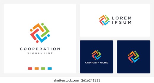 Cooperation people logo design template