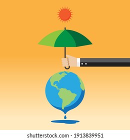 Cooperation to prevent global warming, Vector illustration in flat style