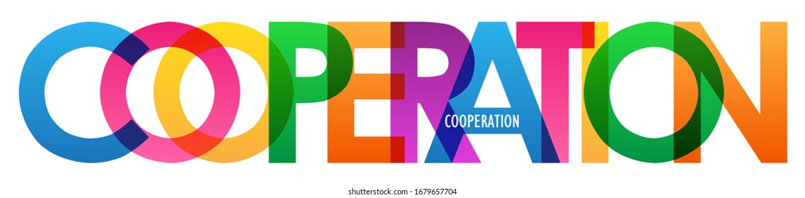 COOPERATION rainbow-colored vector typography banner