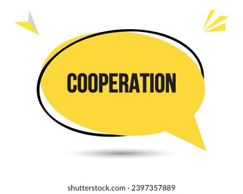 Texto de burbuja de voz de cooperación. Hola allí en color brillante para Sticker, Banner y Poster. ilustración vectorial.
