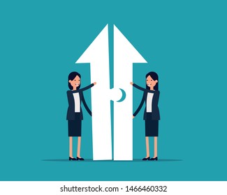 Cooperation and Successful. Vector illustration connecting business concept, Happy flat cartoon design.
