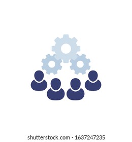 cooperation, teamwork and combined effort icon on white