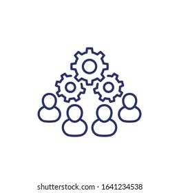 cooperation, teamwork and combined effort line icon on white