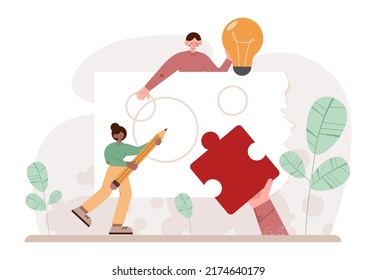 Cooperation teamwork concept. Collaboration and teamwork. Office characters cooperation for additional business development. Idea of successful coworking. Flat vector illustration