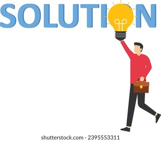 Cooperation and teamwork concept, Group of business professionals reach shining light bulb, Solution concept, workaround and problem solving.

