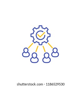 cooperation and teamwork icon, line vector