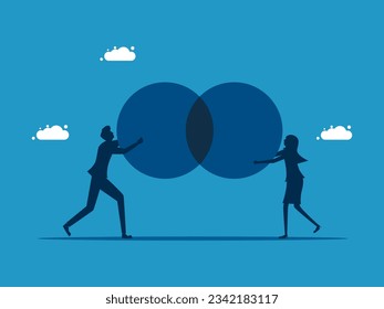 Cooperation. Two businessmen work together