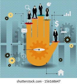 Cooperation vector design with colorful hand.