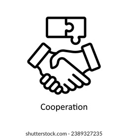 Ilustración de diseño del contorno vectorial de cooperación. Símbolo del archivo EPS 10 de fondo blanco