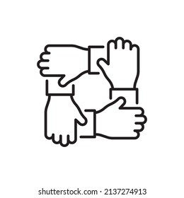 Ilustración de diseño del icono de contorno del vector de cooperación. Archivo EPS 10 sobre fondo blanco