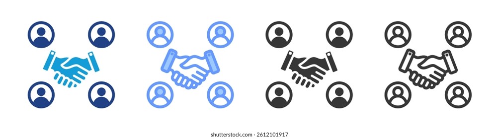 Cooperative Agreement icon set multiple style collection