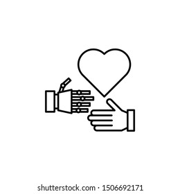 Cooperative future handshake heart partner robot icon. Element of futuristic technology icon
