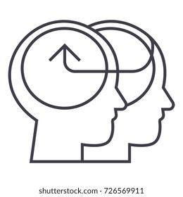 cooperative human heads,collective decision vector line icon, sign, illustration on background, editable strokes