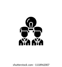 Cooperative work black icon concept. Cooperative work flat  vector symbol, sign, illustration.