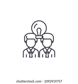 Cooperative work linear icon concept. Cooperative work line vector sign, symbol, illustration.