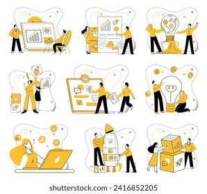 Cooperative work vector illustration. Together, we embark on journey corporate success through strategic cooperation In realm business, togetherness becomes powerful force for collective achievement