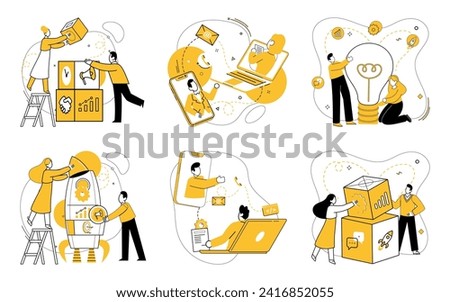 Cooperative work vector illustration. Unity in action defines cooperative work concept, fostering mutual success The cooperative work metaphor creates canvas where challenges become artful solutions