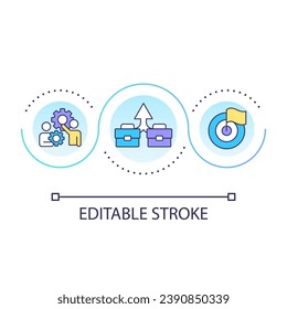 Cooperatives loop concept icon. Achieving goal together. Collaborative growth. Business combination abstract idea thin line illustration. Isolated outline drawing. Editable stroke