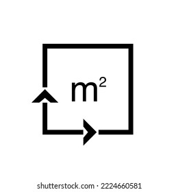 Coordinate axes sign. Coordinate system. Square area icon. Measuring land area. Vector outline illustration isolated on white background.