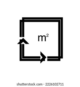 Coordinate axes sign. Coordinate system. Square area icon. Measuring land area. Vector outline illustration isolated on white background.