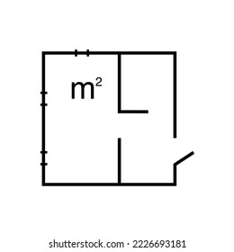 Coordinate axes sign. Coordinate system. Square area icon. Measuring land area. Vector outline illustration isolated on white background.