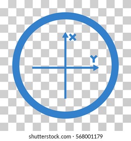 Coordinate Axis rounded icon. Vector illustration style is flat iconic symbol inside a circle, cobalt color, transparent background. Designed for web and software interfaces.