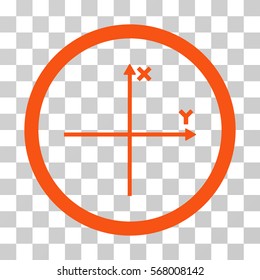 Coordinate Axis rounded icon. Vector illustration style is flat iconic bicolor symbol inside a circle, orange and gray colors, transparent background. Designed for web and software interfaces.