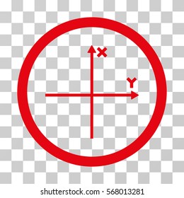Coordinate Axis rounded icon. Vector illustration style is flat iconic bicolor symbol inside a circle, intensive red and black colors, transparent background. Designed for web and software interfaces.