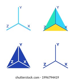 Coordinate axis system icon set in flat and line style. Math graph symbol. Vector illustration.