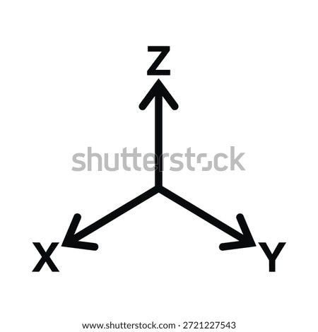 Coordinate axis system with x y and z axes