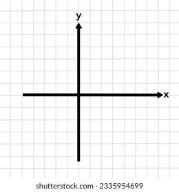 Koordinieren Sie das Achsenvektorsymbol auf weißem Graphpapier, graue Linie mit y Achse, x Achse.