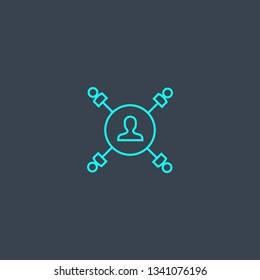 coordinate concept blue line icon. Simple thin element on dark background. coordinate concept outline symbol design. Can be used for web and mobile UI/UX