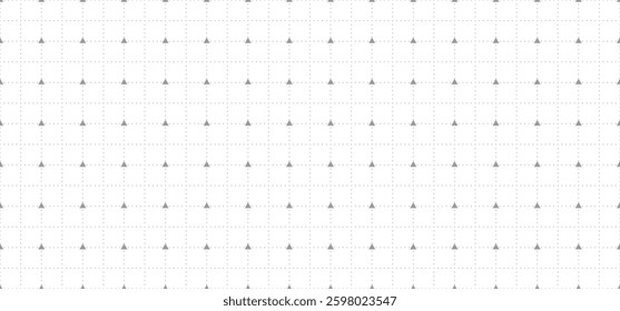 Coordinate grid background. Seamless grey grid pattern with triangles and dots, creating a geometric digital design suitable for technological and abstract themes. Copy space