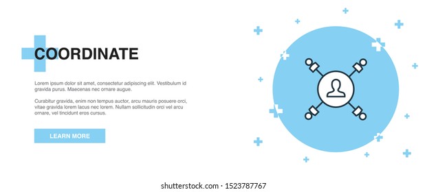 coordinate icon, banner outline template concept. coordinate line illustration
