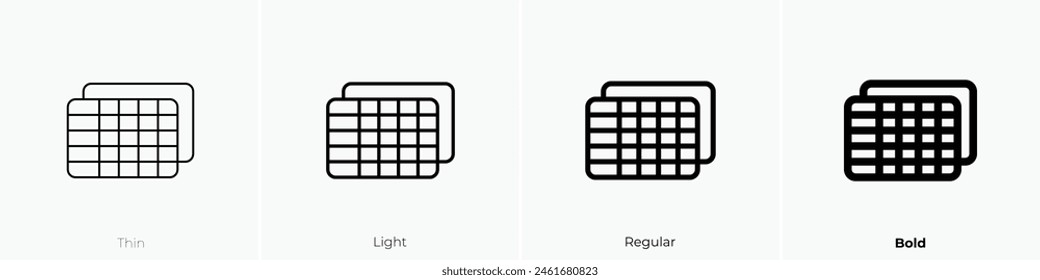 coordinate icon. Thin, Light Regular And Bold style design isolated on white background