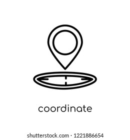 coordinate icon. Trendy modern flat linear vector coordinate icon on white background from thin line general collection, editable outline stroke vector illustration